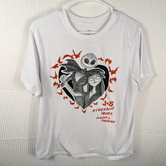 Disney Nightmare Before Christmas 1X Jack Sally Eternal Love Graphic T-Shirt - Picture 1 of 5